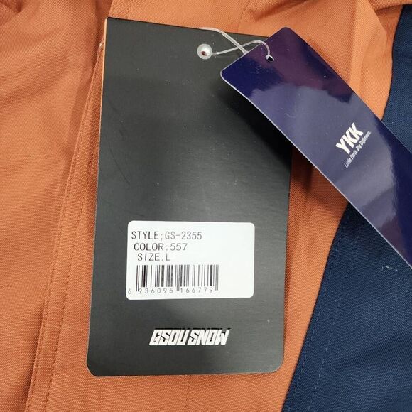 Gsou Snow Size Large Men's Orange & Blue Color-Block Insulated Snow Anoraks NWT - Picture 7 of 12